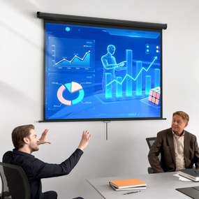 HOMCOM Ecran de Proiecție 84", Format 4:3, Unghi de 160° și Montare pe Tavan sau Perete, Negru | Aosom Romania