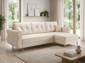 Canapea extensibila de colt SILVIANO, crem, reversibila, 230x140 cm