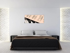 Tablou cu pian și notele muzicale (120x50 cm)