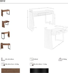 Birou modern din lemn furniruit Walnut