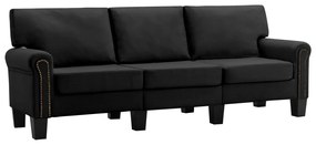 287166 vidaXL Canapea cu 3 locuri, negru, material textil