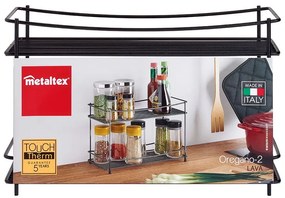 Raft cu 2 polițe pentru codimente Metaltex Lava, negru