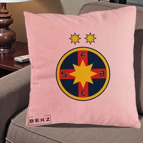 Perna Personalizata FCSB Fotbal Club Steaua Bucuresti, 40x40 cm, Roz, Husa Detasabila, Perna Inclusa, BEKZ®