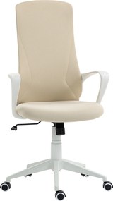 Vinsetto Scaun de birou rotativ Înălțime reglabilă cu cotiere Funcție basculantă Spătar înalt 62x56x110-119,5cm Bej | Aosom Romania