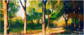 Tablou - Pădure de vară însorită, pictură (120x50 cm)