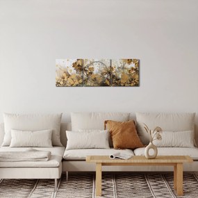 Tablou - pictură abstractă florală (cu ceas) (90x30 cm)