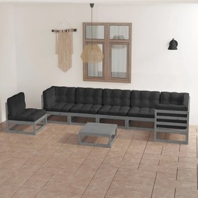 3076651 vidaXL Set mobilier de grădină cu perne, 8 piese, lemn masiv de pin