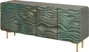 Comoda cu fronturi 3D design ondulat WAVE 160cm, turcoaz