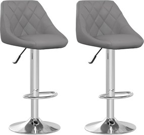 vidaXL Scaune de bar, 2 buc., gri, piele ecologică