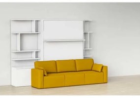 Pat rabatabil dublu cu somiera inclusa, canapea 3 locuri si 2 biblioteci - royal combi bookcase set (150x200)