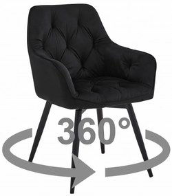 Scaun de masa rotativ JORK360 VELVET, negru