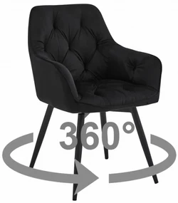 Scaun de masa rotativ JORK360 VELVET, negru