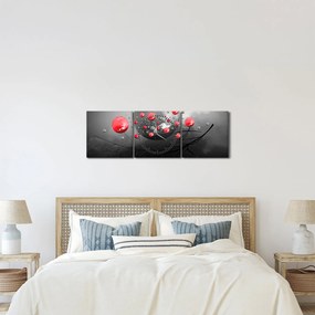 Tabloul cu bile abstracte roșii (cu ceas) (90x30 cm)