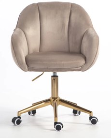 HR2055K Scaun Latte din Catifea cu Bază Aurie