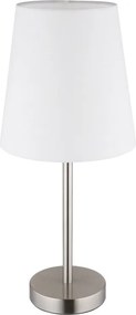 Lampa de masa metal nickel abajur textil alb JORIS