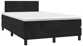 vidaXL Pat cu arcuri, saltea și LED, negru, 120x190 cm, catifea