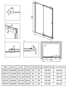 Usa sticla dus culisanta 100x200 cm profil negru Deante Kerria Plus 1000x2000 mm, Negru mat