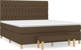 vidaXL Pat continental cu saltea maro închis 180x200cm material textil