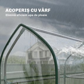 Outsunny Seră pentru Balcon cu 3 Rafturi și 2 Uși Rulabile, Cadru din Oțel și Husă PVC, 143x46x165 cm, Transparentă | Aosom Romania