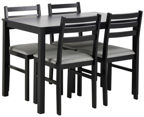 MAZZONI EXPORT Set TORINO masă + 4 scaune Negru/Gri deschis (material Sawana 21) - SET DE LEMN PENTRU BUCĂTĂRIE/SUFRAGERIE