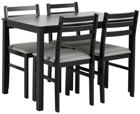MAZZONI EXPORT Set TORINO masă + 4 scaune Negru/Gri deschis (material Sawana 21) - SET DE LEMN PENTRU BUCĂTĂRIE/SUFRAGERIE