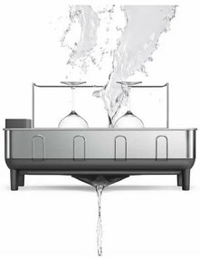 Simplehuman Scurgător de vase cu suport pentrupahare, cadru din oțel inoxidabil, gri