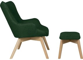 Fotoliu cu taburet verde închis Niko – Ropez