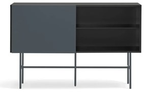 Comodă antracit joasă cu ușă glisantă negru-gri 140x91 cm Nube – Teulat