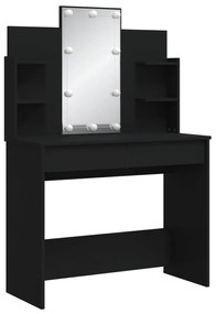Masa de toaleta cu LED-uri, negru, 96x40x142 cm