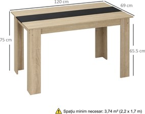 HOMCOM Masă de Dining pentru 4-6 Persoane, Masă de Bucătărie Modernă din Lemn, 120x69x75 cm, Lemn Natural | Aosom Romania