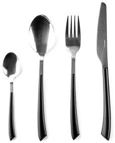 Set de 24 tacâmuri Luigi Ferrero Rosso FR-2451, Oțel inoxidabil, Negru/inox