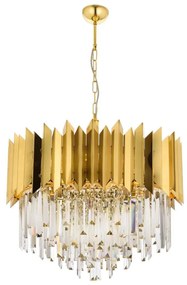 Candelabru CRYSTALLINE cu lanț, 8xE27/40W/230V, auriu