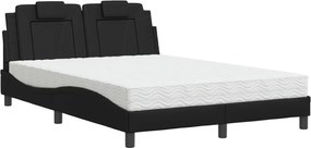 vidaXL Pat, Viana, cu saltea, negru, 140x190 cm, piele ecologică