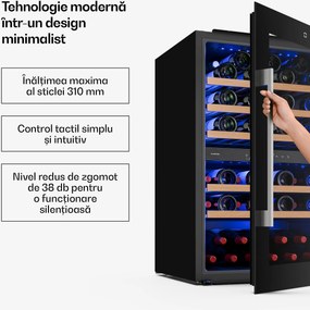 Klarstein Illuminosa vitrină frigorifică încorporabilă pentru vin | Dualzone | Protecție UV | 143 litri | 57 sticle | 60 cm