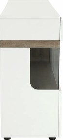 Comodă, albă strălucitoare HG/stejar sonoma închis, LYNATET TYP 42