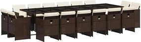 vidaXL Set mobilier de grădină cu perne, 17 piese, maro, poliratan