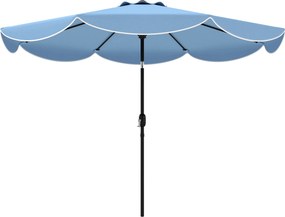 Outsunny Umbrelă Terasă Exterioară Ø2,7 m Umbrelă cu Înclinare Reglabilă 3 Poziții Manivelă și Volan Albastru Deschis | Aosom Romania