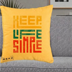 Perna Decorativa Keep Life Simple Colorat, 40x40 cm, Galben, Husa Detasabila, Perna Inclusa, BEKZ®
