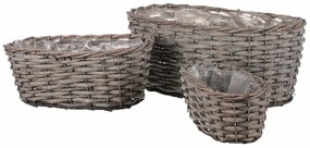 Set de huse din răchită pentru ghivece ovale Sven,3 bucăți, gri