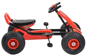 Kart cu pedale pentru copii NOVOKIDS® Drift Air Kart PRO, Roti gonflabile din cauciuc, 2-5 ani, Maxim 30 kg, Carena, Structura metalica, Rosu