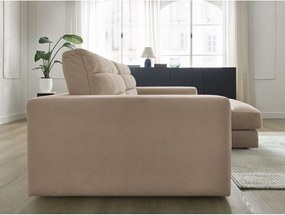 Colțar taupe cu tapițerie din catifea (cu colț pe partea dreaptă/cu șezlong) Sierra – Bobochic Paris