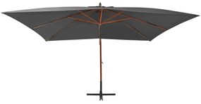 44491 vidaXL Umbrelă suspendată cu stâlp din lemn, antracit, 400 x 300 cm