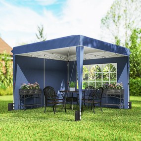 Outsunny Pavilion 3x3 m Pliabil Pop Up cu Înălțime Reglabilă, Pavilion de Grădină cu Pereți Laterali, Saci de Nisip, Geantă de Transport, UV50+, pentru Exterior Camping Petreceri, Albastru Închis | Aosom Romania