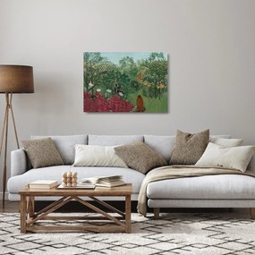 Tablou pe sticlă - Henri Rousseau, Tropical Forest with Monkeys, reproducere (70x50 cm)