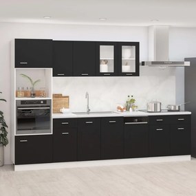 3067624 vidaXL Set dulapuri bucătărie, 7 piese, negru, lemn prelucrat