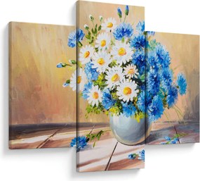 Tablou pictat cu vaza și flori (90x60 cm)