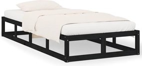 vidaXL Cadru de pat, negru, 90x200 cm, lemn masiv