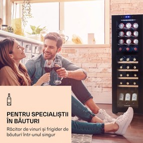 Klarstein Bovella 27 Duo +, frigider pentru vin cu două zone, 50l, 18 sticle, ușă din sticlă