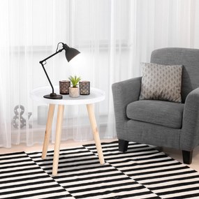 Masuta de Salon Moderna Rotunda HOMCOM, Masuta de Cafea cu Margine Ridicata si Trei Picioare, pentru Camera si Sufragerie, din Lemn Alb si Auriu
