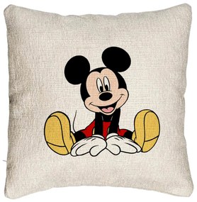 Perna Decorativa Canapea, Model copii Mickey Mouse, 40x40 cm, Cu fermoar